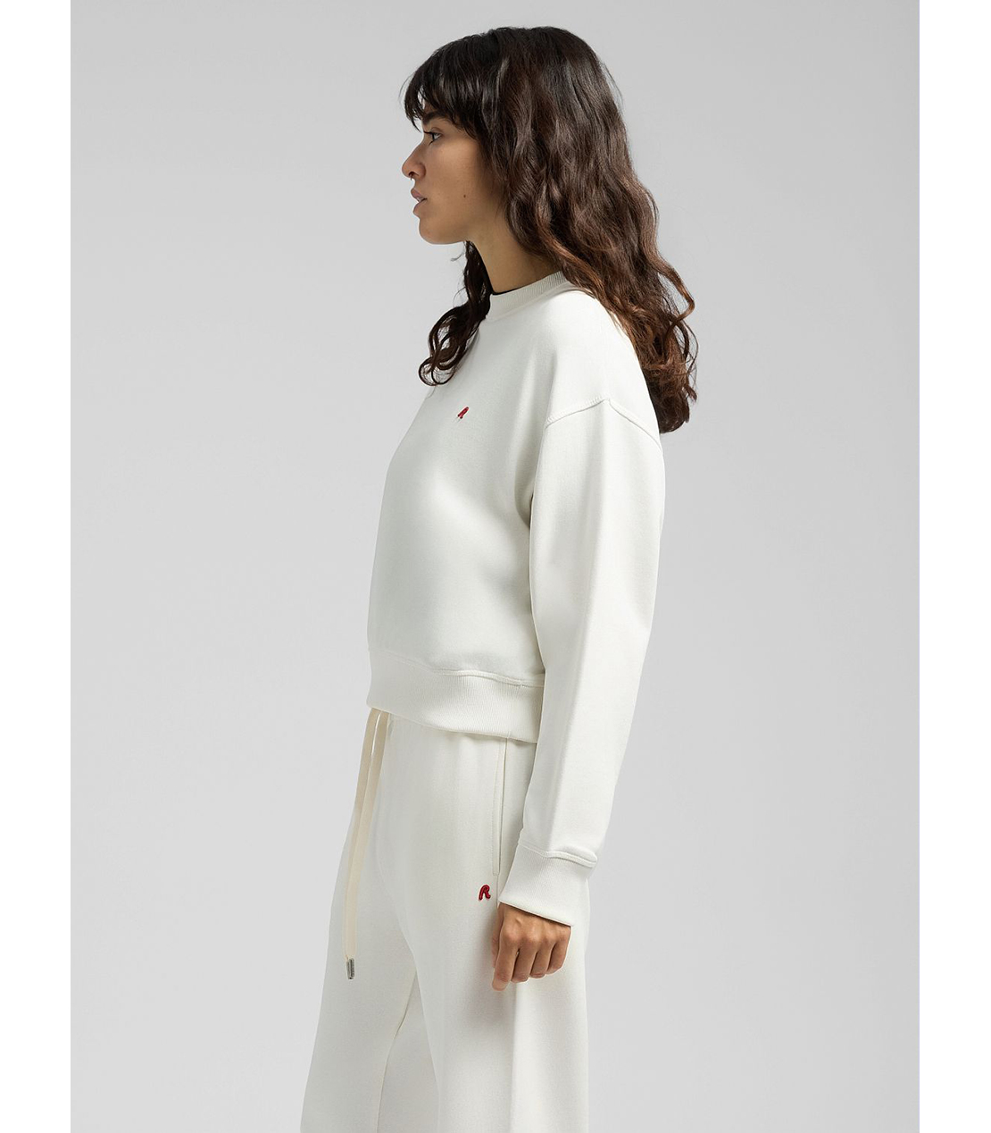 R刺しゅう コットンスウェットシャツ 詳細画像 ホワイト 4